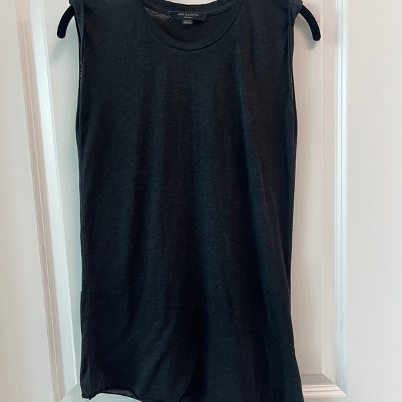 AllSaints Black Asymmetrical Hem Sleeveless Top Size S - Picture 1 of 10